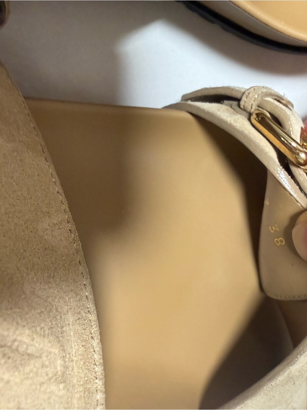 Louis Vuitton Tan Suede Monogram Buckle Slide Sandals - Women's - Picture 3 of 3